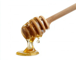 Golden honey cascading from a wooden wand, capturing the essence of sweetness and nature&rsquo;s bounty