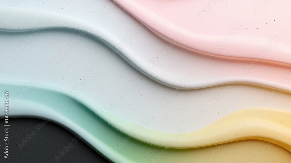 Poster abstract pastel gradient waves background with smooth flowing curves abstract background pastel soft