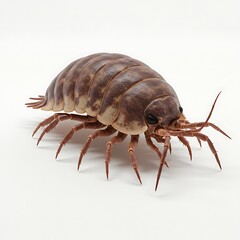 Close up of a Woodlouse or Pill Bug on white background