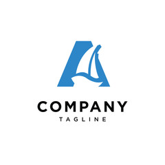 Letter A Sailing Boat Logo Icon Vector