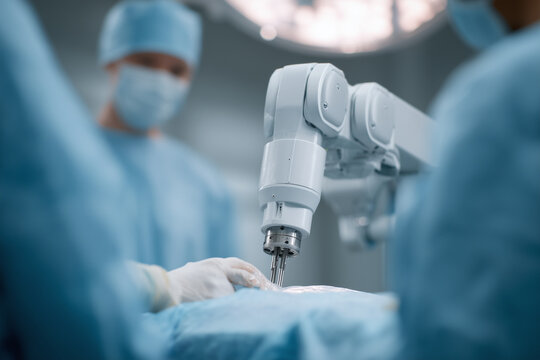 Robotic surgery in progress, demonstrating advanced medical technology and precision in operating room