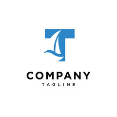 Letter T Sailing Boat Logo Icon Vector