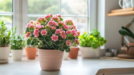 Fototapeta premium Kalanchoe in a charming kitchen setting