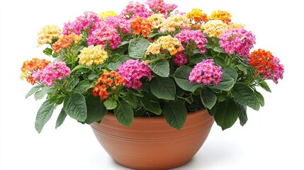 Fototapeta premium Lantana with colorful clusters in a pot