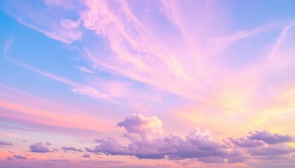 A vibrant blue sky stretches overhead, dotted with fluffy white clouds, creating a serene backdrop that evokes a sense of calm and tranquility.