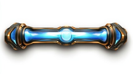 Futuristic Technology Bar with Glowing Blue Light and Metallic Frame