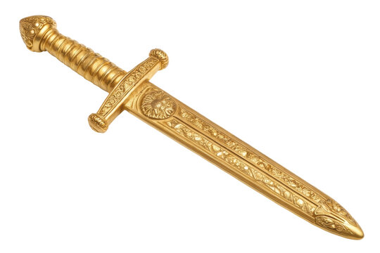 PNG Ornate gold sword with decorative hilt and intricate blade design