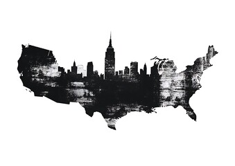 Naklejka premium US map with NYC skyline