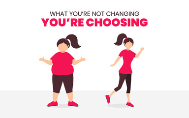 Fitness Motivation Illustration of Weight Loss Transformation with Inspirational Quote