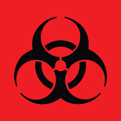International bio hazard symbol on red background, bio hazard sign on red background , vector illustration