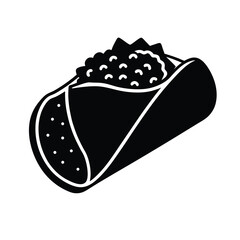 Burrito Cut in Half Vector Silhouette on White Background