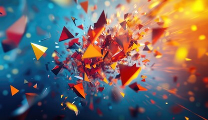 Explosive geometric fragmentation in a vibrant, dynamic display