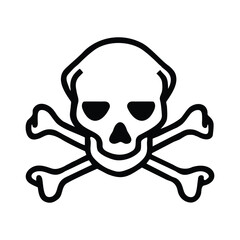 Skull and crossbones icon , Skull and crossbones symbol , danger warning symbol , vector illustration.