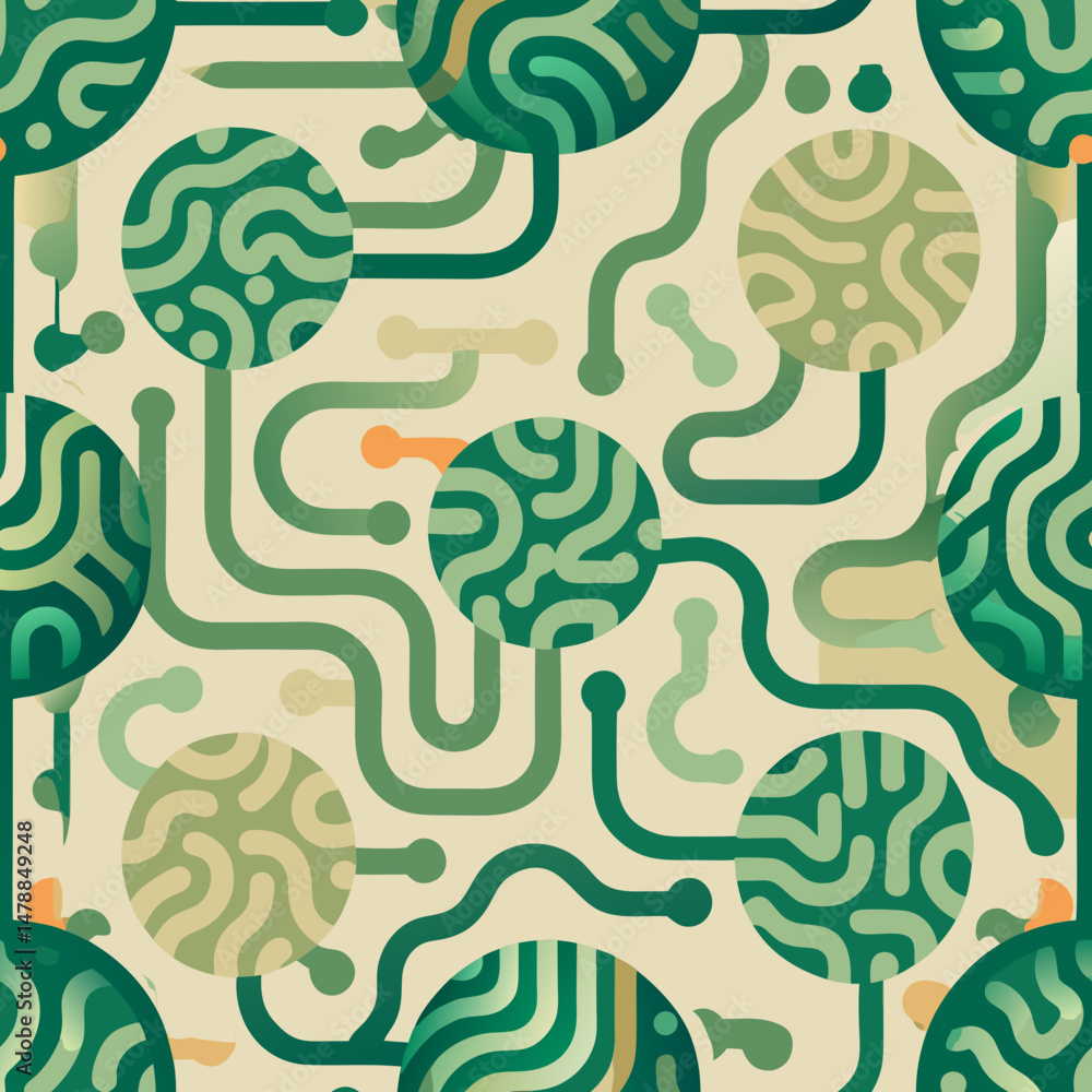 Poster seamless vector pattern featuring abstract circuitry design