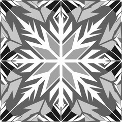 Geometric snowflake pattern in monochrome design concept of seamless vector pattern  