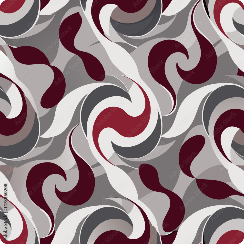 Aufkleber abstract flowing seamless vector pattern in red and grey tones