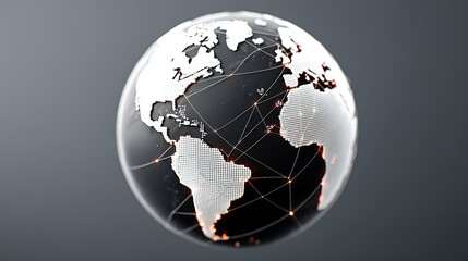 Fototapeta premium High quality rendering of globe showcasing interconnected networks across continents symbolizing global growth development and technological