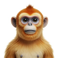 Obraz premium Portrait of a Golden Snub-Nosed Monkey on a White Background