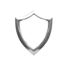 Sleek Silver Shield Emblem for Security and Protection Branding on transparent background