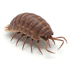 Obraz premium Realistic Isopod Pill Bug Woodlouse On White Background Detailed Close-Up