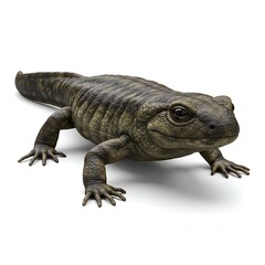 Obraz premium Salamander walking, isolated on white background, wildlife amphibian animal