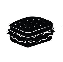 Sandwich Vector Silhouette on White Background