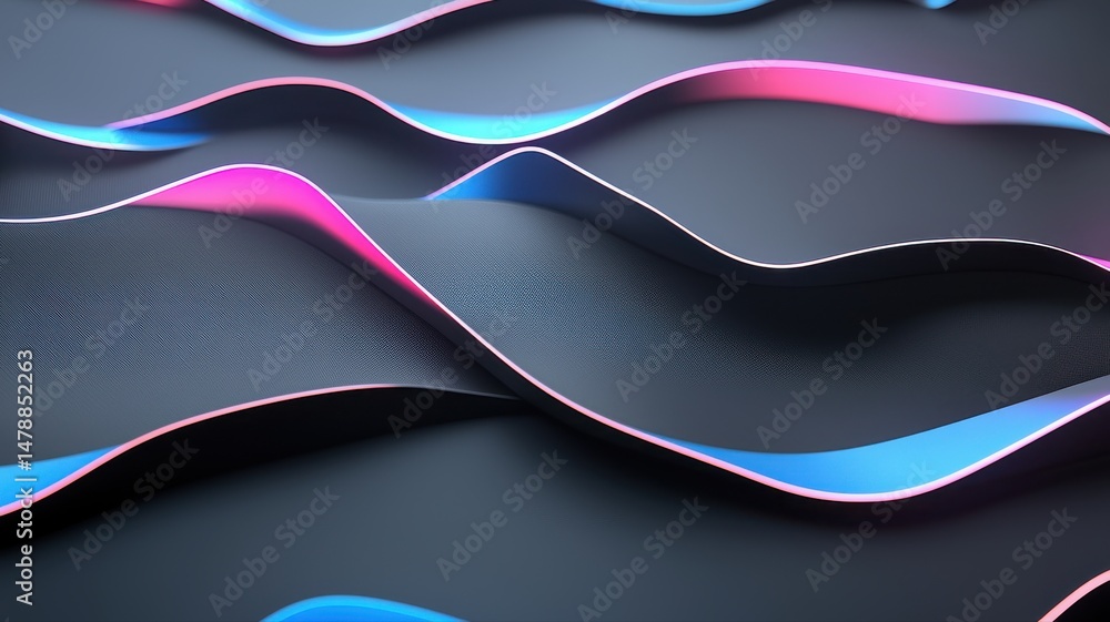 Aufkleber vibrant neon gradient wavy abstract background neon gradient wavy lines dynamic shapes digital art