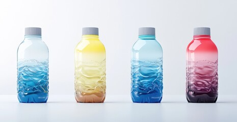 Naklejka premium Four colorful plastic water bottles