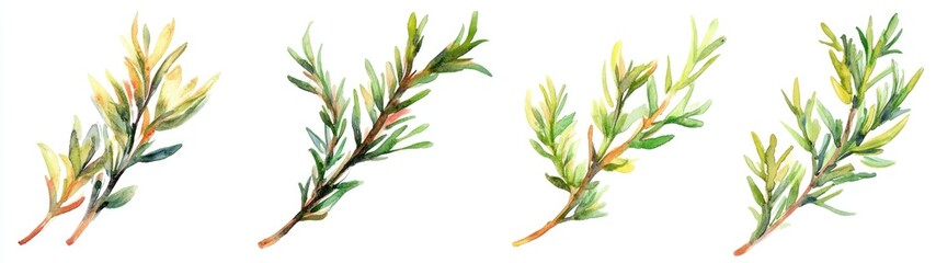 Fototapeta premium Watercolor Herb Branches