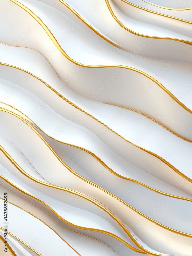 Poster abstract white and gold waves background texture design elegant smooth curves modern art backdrop