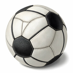 high-detail illustration of a classic black and white soccer ball, isolated on white background
