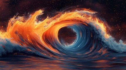 Surreal Featuring Flowing Wave Digital Sun Artwork Donzb