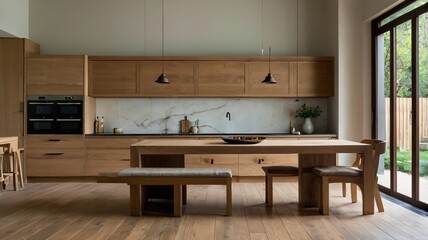 wabi sabi minimalist kitchen oak wood transitional.