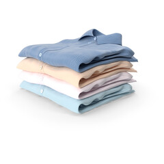 Stack of Folded Colorful Shirts on White Background
