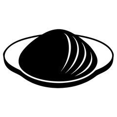 Clam with shell open silhouette vector illustration