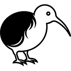Kiwi bird simple black silhouette vector illustration