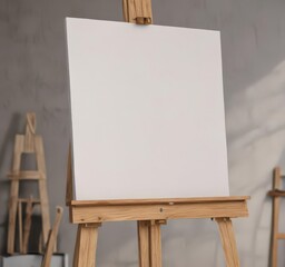 Close-up of sturdy easel base and blank canvas ,  photography,  drawing,  canvas