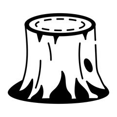 A hand drawn style icon of tree stump