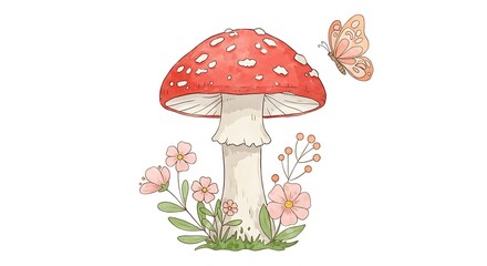 Watercolor Whisper: A Toadstool's Gentle Bloom