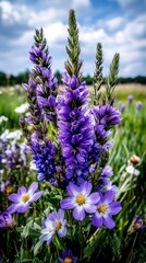 Obraz premium Vibrant Purple Wildflowers in a Summer Meadow