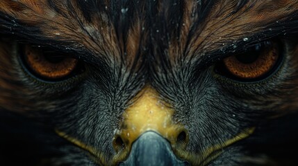 Piercing Raptor Vision: An Extreme Macro Study of Fiery Eyes and Textured Feathers