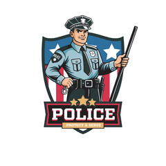Vector Illustration of Police with Retro Vector Illustration Available for Logo Badge