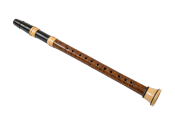 PNG Wooden wind instrument with black mouthpiece on black background