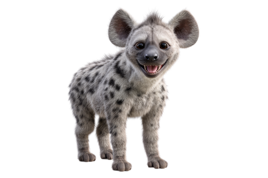 Hyena cub smiling in nature scene