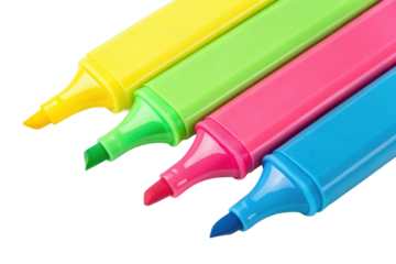 PNG Vibrant colorful highlighters in yellow, green, pink, blue