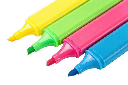 PNG Vibrant colorful highlighters in yellow, green, pink, blue