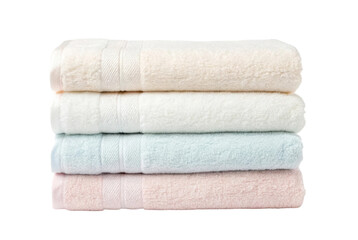 PNG Stack of soft cotton towels in pastel colors on black background