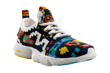 Stylish colorful sneakers studio shot