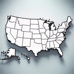 Fototapeta premium Blank Outline Map of the United States of America