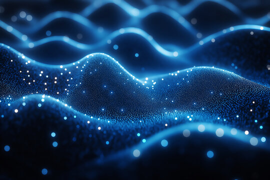 A blue wave with a lot of dots on it - Powered by Adobe